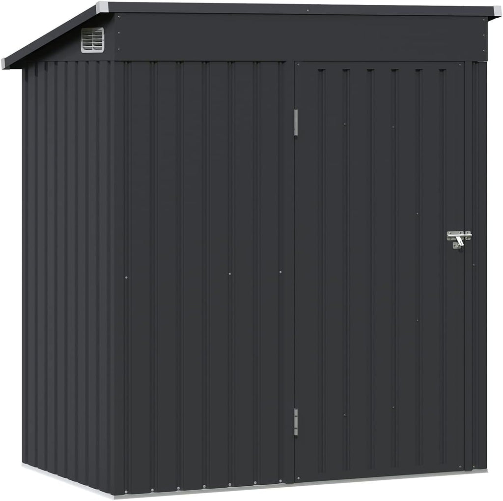 OC Orange-Casual 5 x 3 FT Outdoor Storage Shed, Metal Garden Tool Shed, Outside Sheds & Outdoor Storage Galvanized Steel w/Lockable Door for Backyard, Patio, Lawn, Black