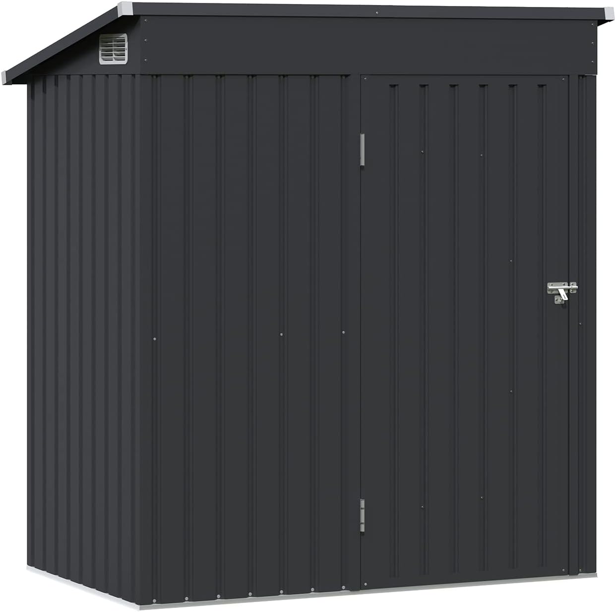 OC Orange-Casual 5 x 3 FT Outdoor Storage Shed, Metal Garden Tool Shed, Outside Sheds & Outdoor Storage Galvanized Steel w/Lockable Door for Backyard, Patio, Lawn, Black