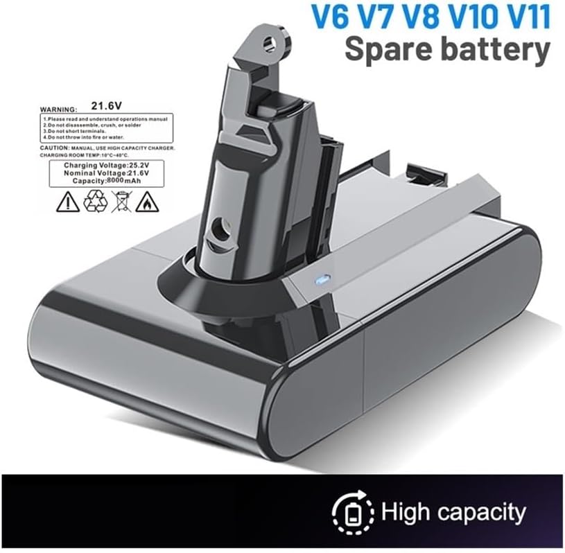 6000/8000/9800/12800mAh Replacement Battery for Cordless Vacuums | Compatible with V6 V7 V8 V10 V11 Vacuum Models(V11 9.8Ah Charger)