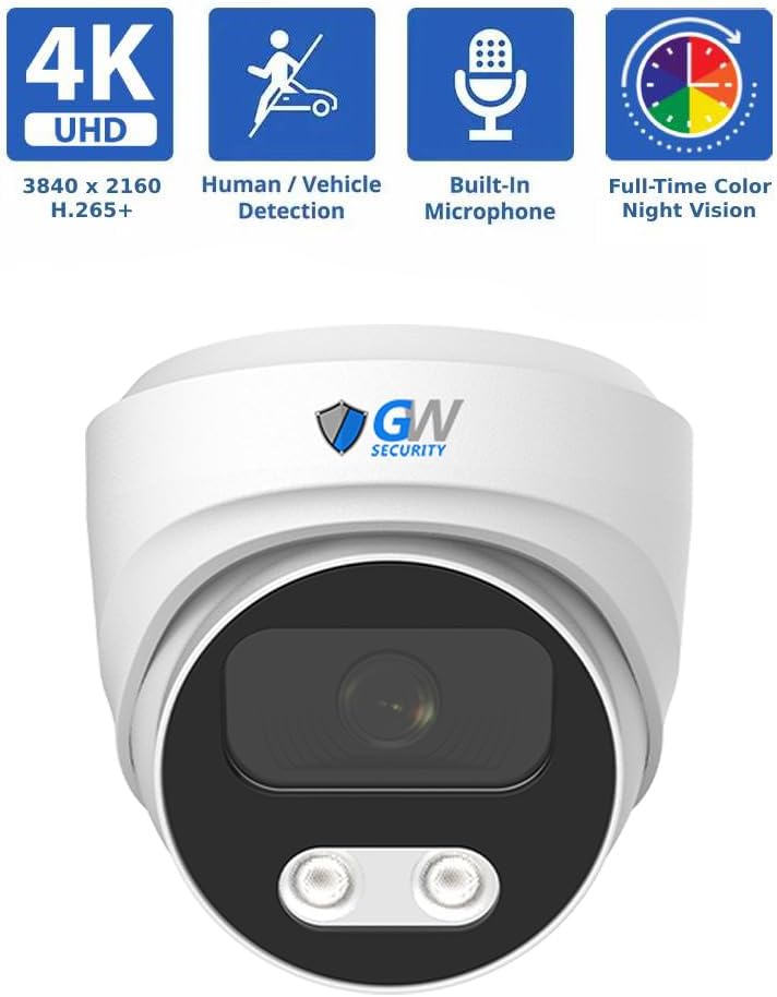 GW Security 32 Channel 12MP NVR 4K Security Camera System with 32 x 8MP PoE Spotlight Color Night Vision Outdoor/Indoor Microphone Dome Cameras, Smart AI Human/Vehicle Detection