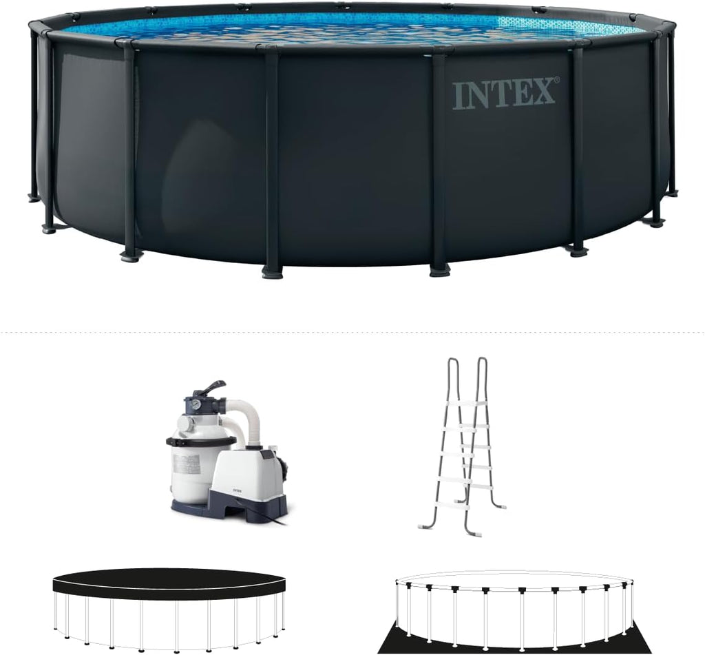INTEX 26317MZ 15ft x 48in Ultra XTR Frame Deluxe Above Ground Swimming Pool Set with 1500 GPH Sand Filter Pump, Removable Ladder, Ground Cloth, Pool Cover, SuperTough, Puncture and Rust Resistant