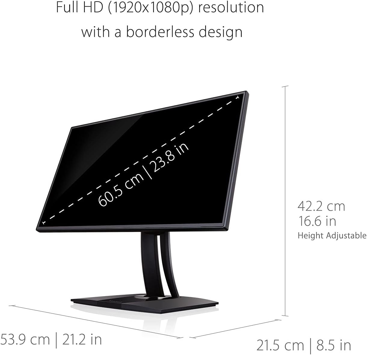 ViewSonic VP2468A 24 Inch 1080p ColorPro Monitor, IPS Display with 100% sRGB and Pantone Validated for Professional Photo Editing, Advanced Ergonomics, 65W USB-C, RJ45, HDMI, and DisplayPort
