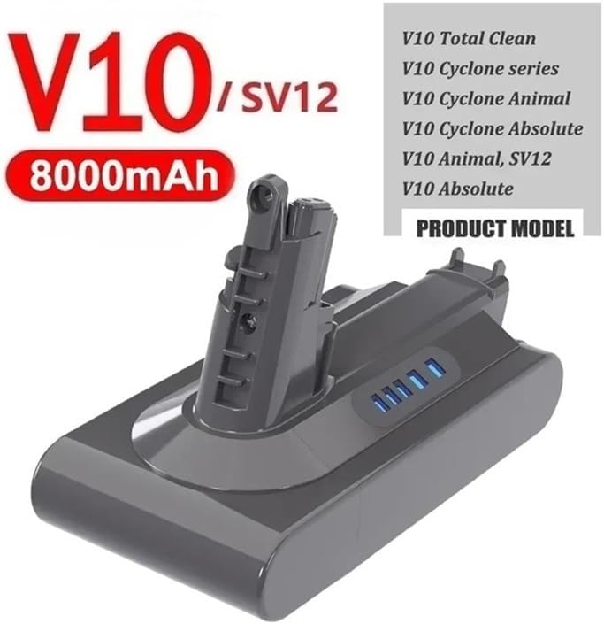 6000-8000mAh 21.6V Rechargeable Lithium Battery Compatible for Dyson V6, V7, V8 Series, SV07, SV09, SV10, DC58, DC31, DC34 Vacuum Cleaners(1 PCS V11 8000mAh)
