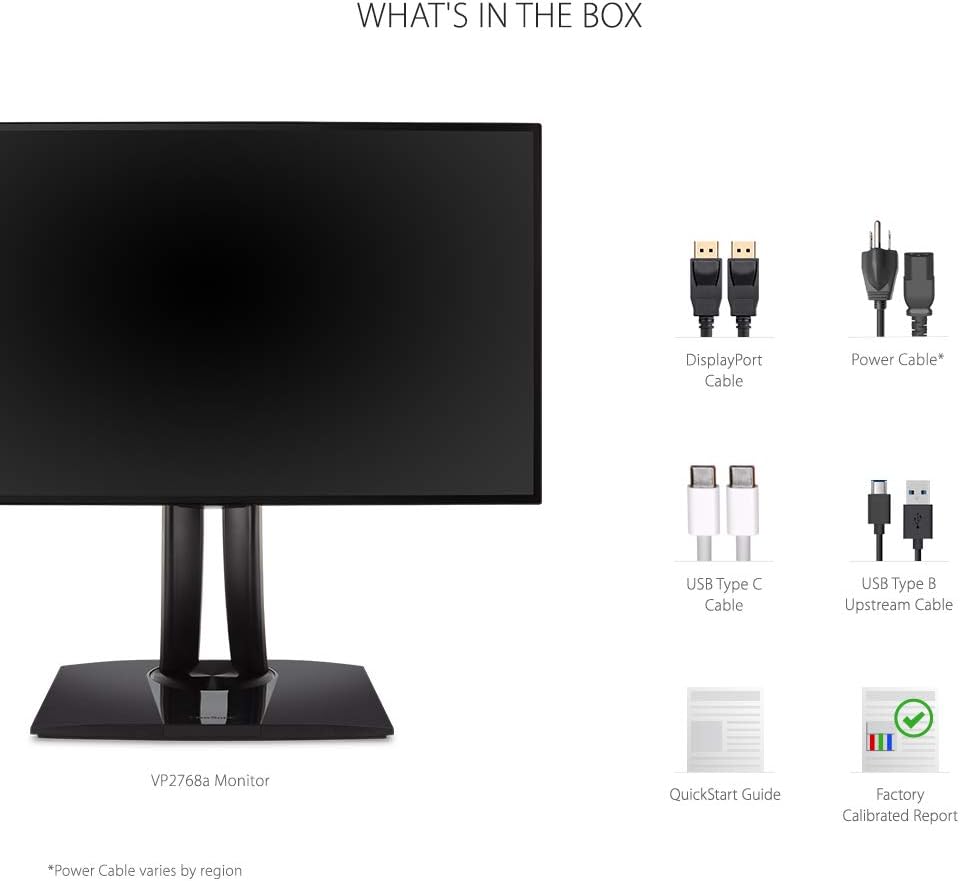 ViewSonic VP2768a 27-Inch IPS 1440p Monitor with Advanced Ergonomics, 90W USB C, RJ45, HDMI, Daisy Chain (Renewed)