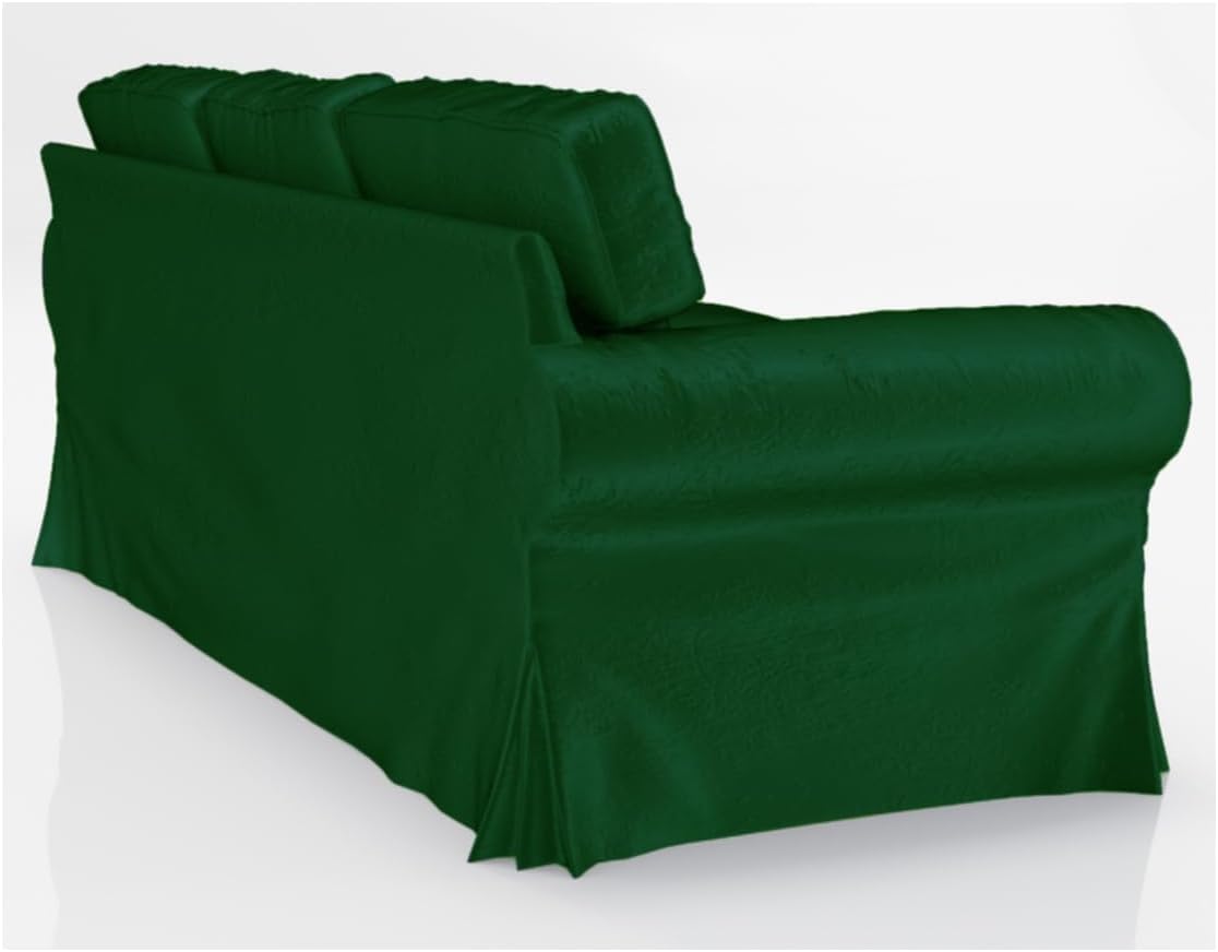 Velvet Pets Friendly Sofa Covers Custom Made Compatible for IKEA Ektorp Three Seat Sofa Slipcovers (Velvet Green Ektorp 3)