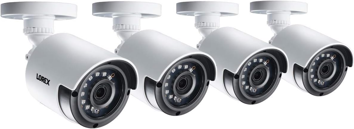 Lorex Weatherproof Indoor/Outdoor 4MP Super HD Wired Security Bullet Add-On Cameras w/Long Range Color Night Vision (4 Pack)