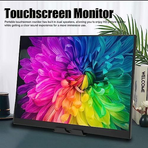 Sxhlseller 16 Inch Touchscreen Portable Monitor, HD 1920x1200 60Hz Touch Monitor with Type C Port, Multi Compatibility, Built in Dual Speakers Monitor for Gaming