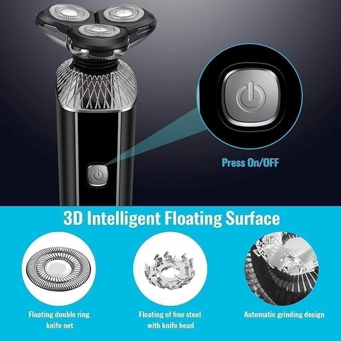 Electric Shaver for Men Rechargeable 4 in 1 Rotary Razors Beard Trimmer Face Shavers Waterproof Wet & Dry Cordless
