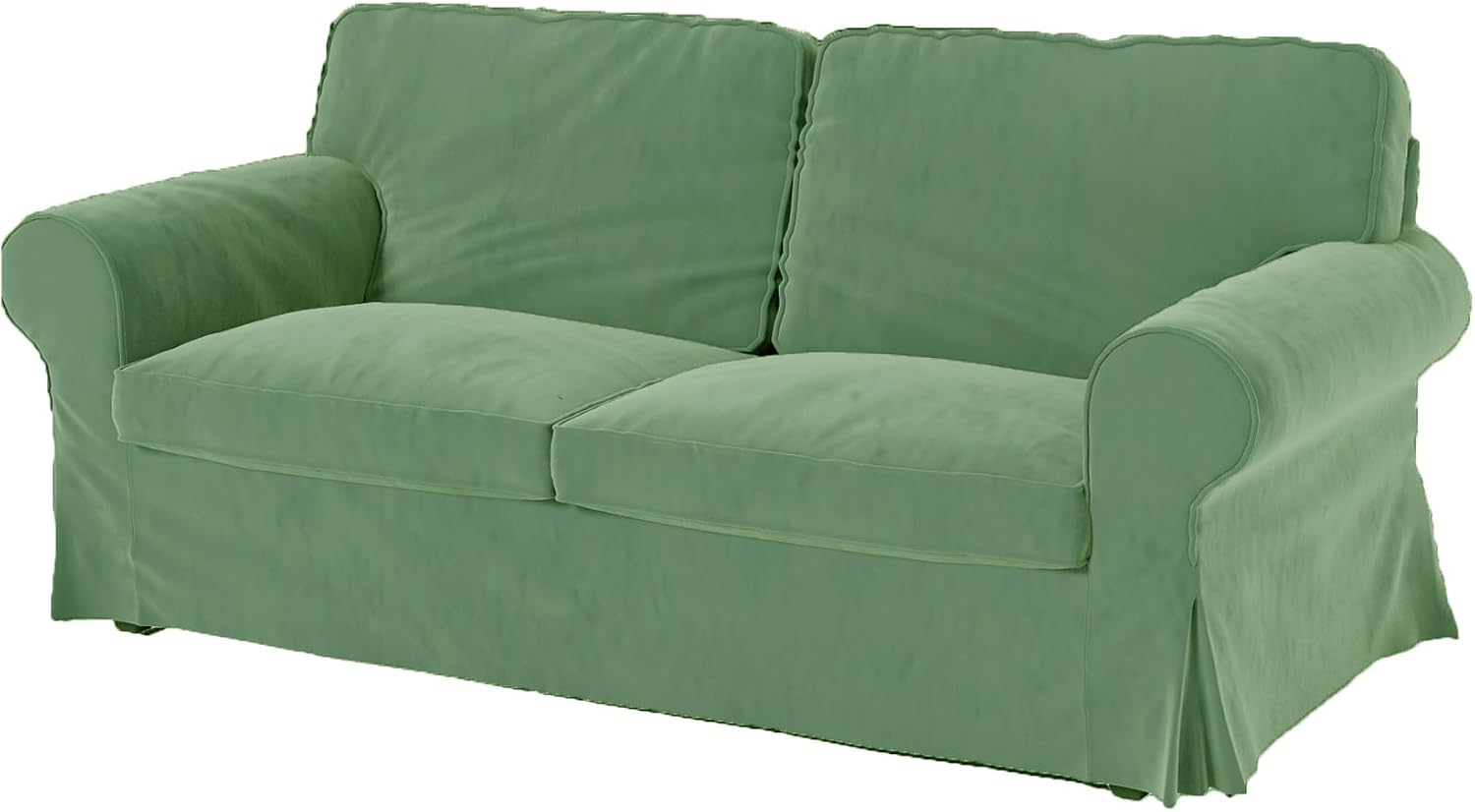 Velvet Pets Friendly Sofa Covers Made Compatible for IKEA Ektorp Loveseat Two Seat Slipcovers (Velvet Green Ektorp 2)