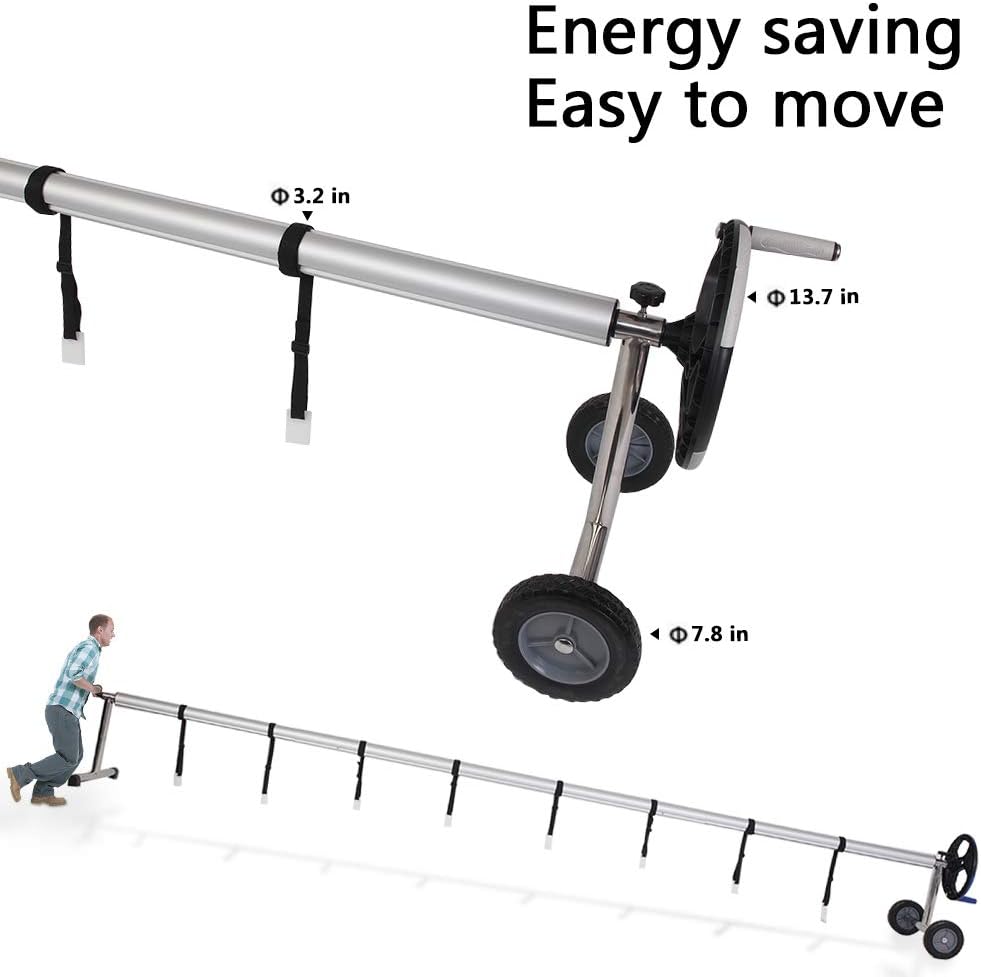 VINGLI Pool Reel Cover Set 18 FT Solar Cover Roller for Inground/Outdoor Swimming Pool Solar Cover Reel Well Made Aluminum Blanket Reel (Gray)