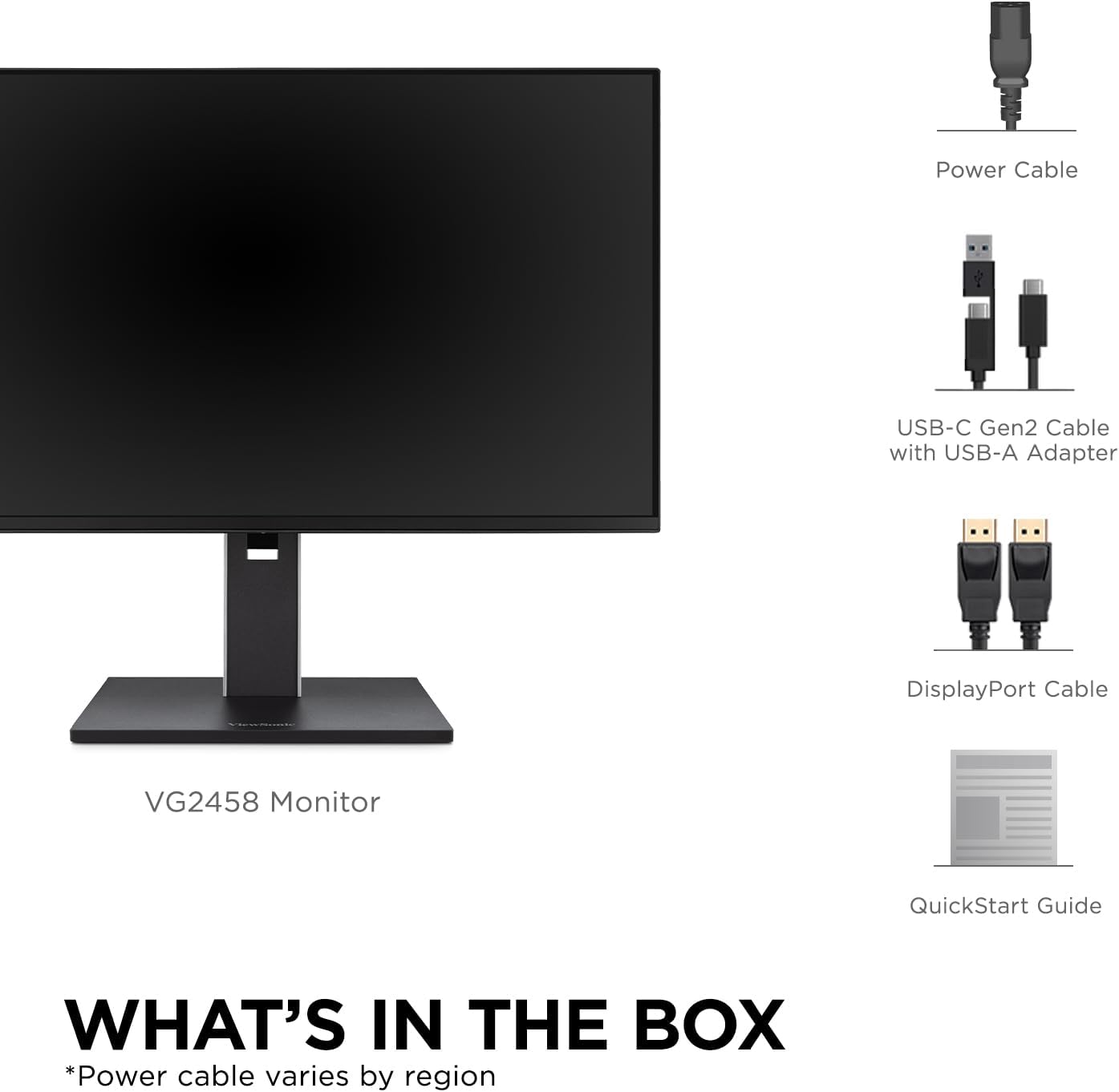 ViewSonic VG2458 24 Inch 1080p Docking Monitor, IPS Display with 100W USB-C for Smooth Home and Office Productivity, Full Ergonomic Adjustability, RJ45, HDMI, 5-Port USB Hub, and DisplayPort Inputs