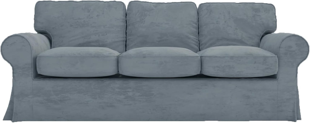 Velvet Pets Friendly Sofa Covers Custom Made Compatible for IKEA Ektorp Three Seat Sofa Slipcovers (Velvet Light Gray Ektorp 3)
