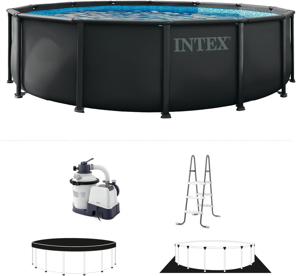 INTEX 26309MZ 14ft x 42in Ultra XTR Frame Deluxe Above Ground Swimming Pool Set with 925 GPH Sand Filter Pump, Removable Ladder, Ground Cloth, Pool Cover, SuperTough, Puncture and Rust Resistant