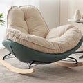 LITFAD Modern Upholstered Rocking Chair - Tufted Seat and Metal Legs Stylish Lounge Chair for Living Room, Bedroom - Green