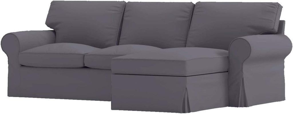 Sofa Covers Compatible with IKEA Ektorp 3 Three Seat Sofa with Chaise Slipcovers (Polyester Dark Gray 4 Chaise)