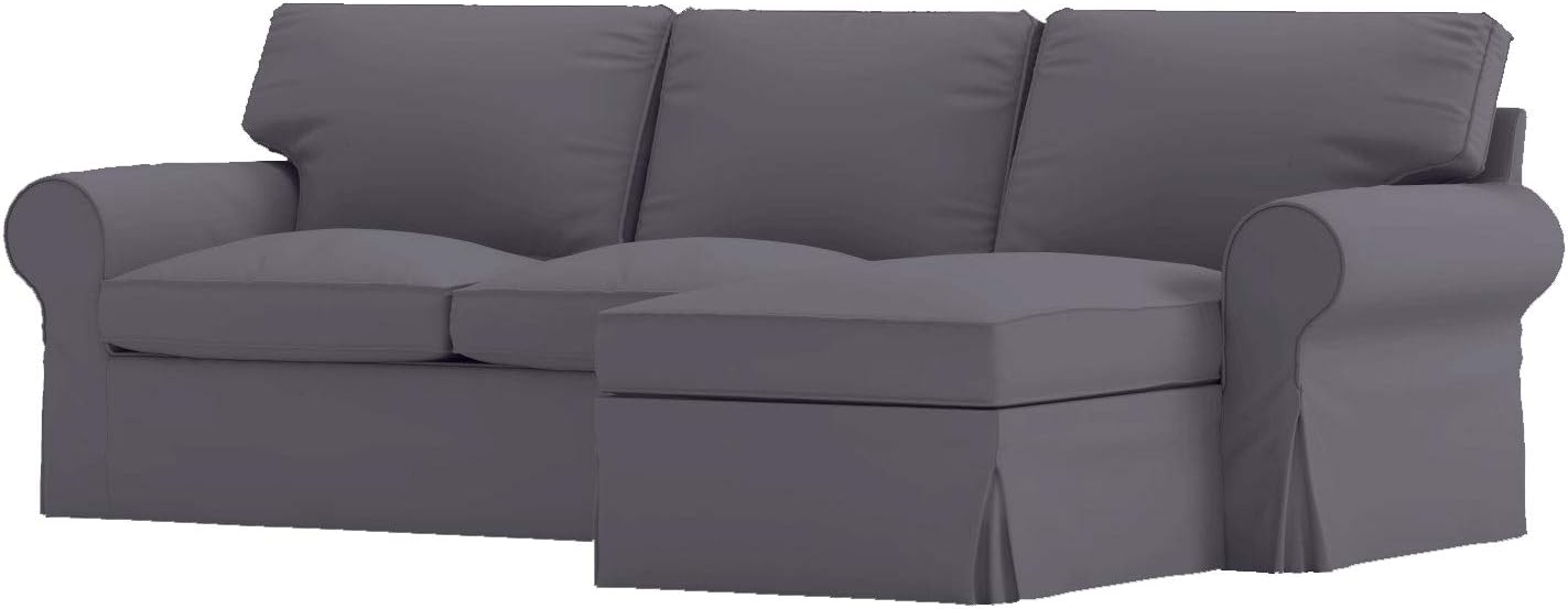 Sofa Covers Compatible with IKEA Ektorp 3 Three Seat Sofa with Chaise Slipcovers (Polyester Dark Gray 4 Chaise)