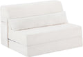 Tiita Convertible Folding Sofa Bed Twin Size for Adults with Pillow, Plush Fabric Floor Mattress Couch Bed, Washable Cover & Side Pocket, Guest Room, Dorm, Apartment, Living Room, Beige