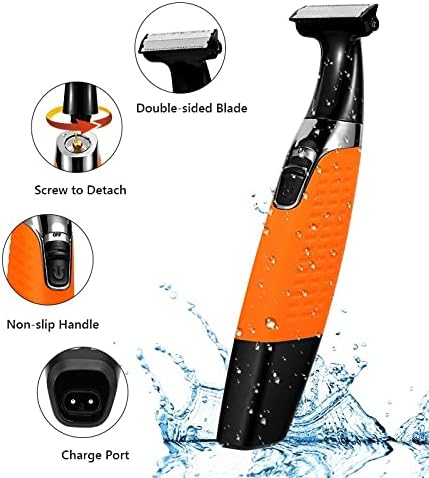 Electric Razors for Men, Electric Shaver for Men Rechargeable Beard Trimer Waterproof Razor Professional Hair Shaving Machine Grooming Women Shaver Blade (Color : Orange with Box)