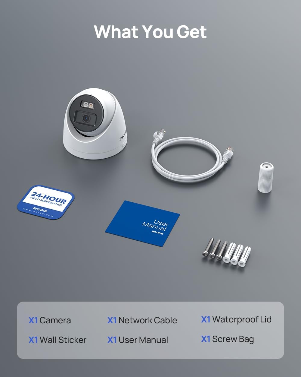 ANNKE C800 4Pcs Ultra HD 4K PoE Security Cameras with AI Human/Vehicle Detection, 8MP Turret IP Camera with Audio, Spotlight Color Night Vision, H.265+, IP67 Weatherproof, Support 512GB Micro SD