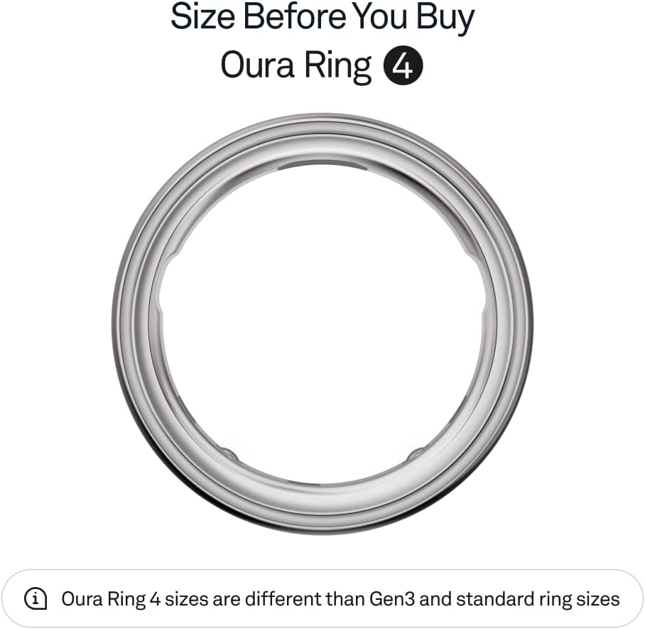 Oura Ring 4 - Silver - Size 13 - Sleep, Activity, Women's Health, AI Advisor, Up to 8 Days of Battery Life, Size Before You Buy, Android & iOS Compatible
