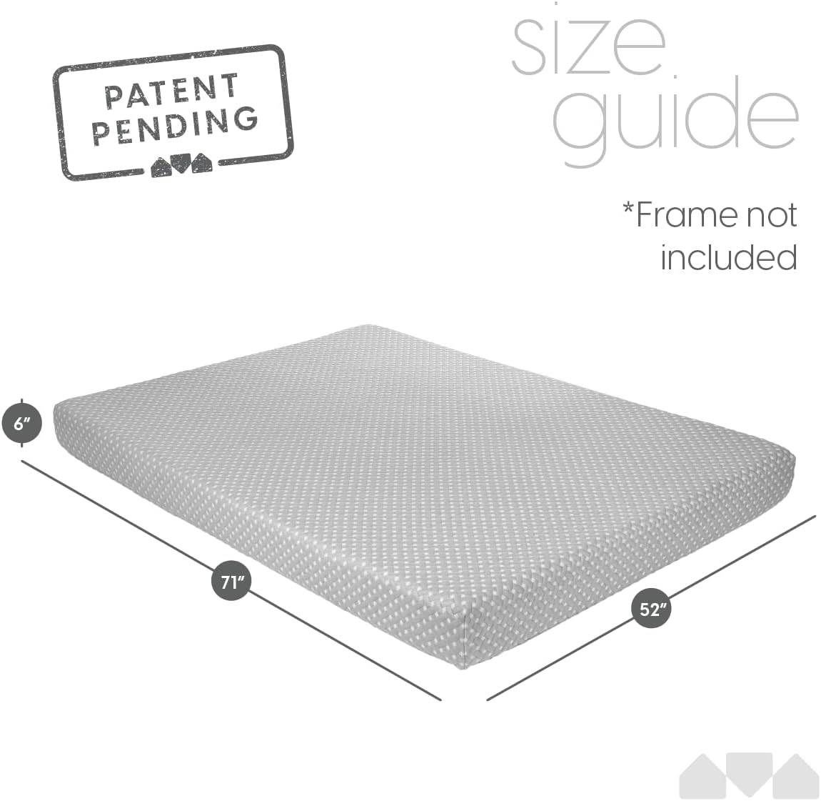 Milliard Full Size Futon Mattress, Light Grey, 71 x 52 x 6 Inch, Memory Foam Futon Mattress Full Size, CertiPUR-US, Comfy Sofa Bed, Couch, Removable Washable Hypoallergenic Cover, Frame Not Included