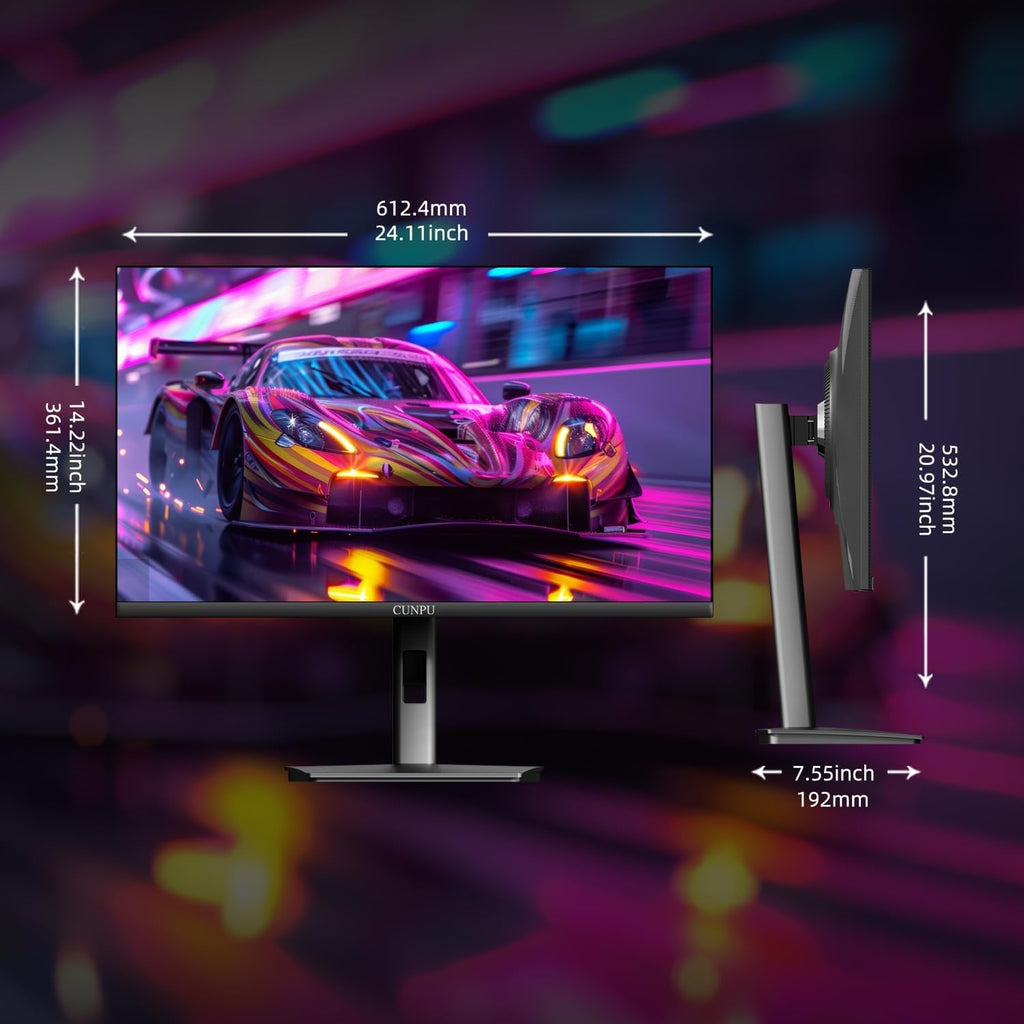 CUNPU 27 Inch 1440p Gaming Monitor 200Hz, 1ms, Fast IPS Screen, HDR400, 127% sRGB Color Gamut, Tilt Adjustable Stand, Adaptive Sync Technology, HDMI & DP Ports, 2K Monitor, Black