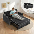 Loveseat Sleeper Sofa, 3 in 1 Convertible Sofa Bed, Adjustable Backrest Comfy Pull Out Couch, Modern Upholstered Sofa for Living Room Bedroom Apartment Small Space (Black 1)