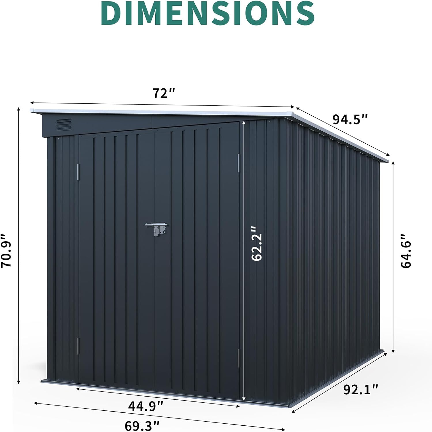 6x8FT Outdoor Storage Shed, Galvanized Steel Metal Storage Shed with Lockable Doors, Storage Sheds Outdoor with Floor & Ventilation, Sloped Roof Metal Building for Tools (6×8 FT Steel)