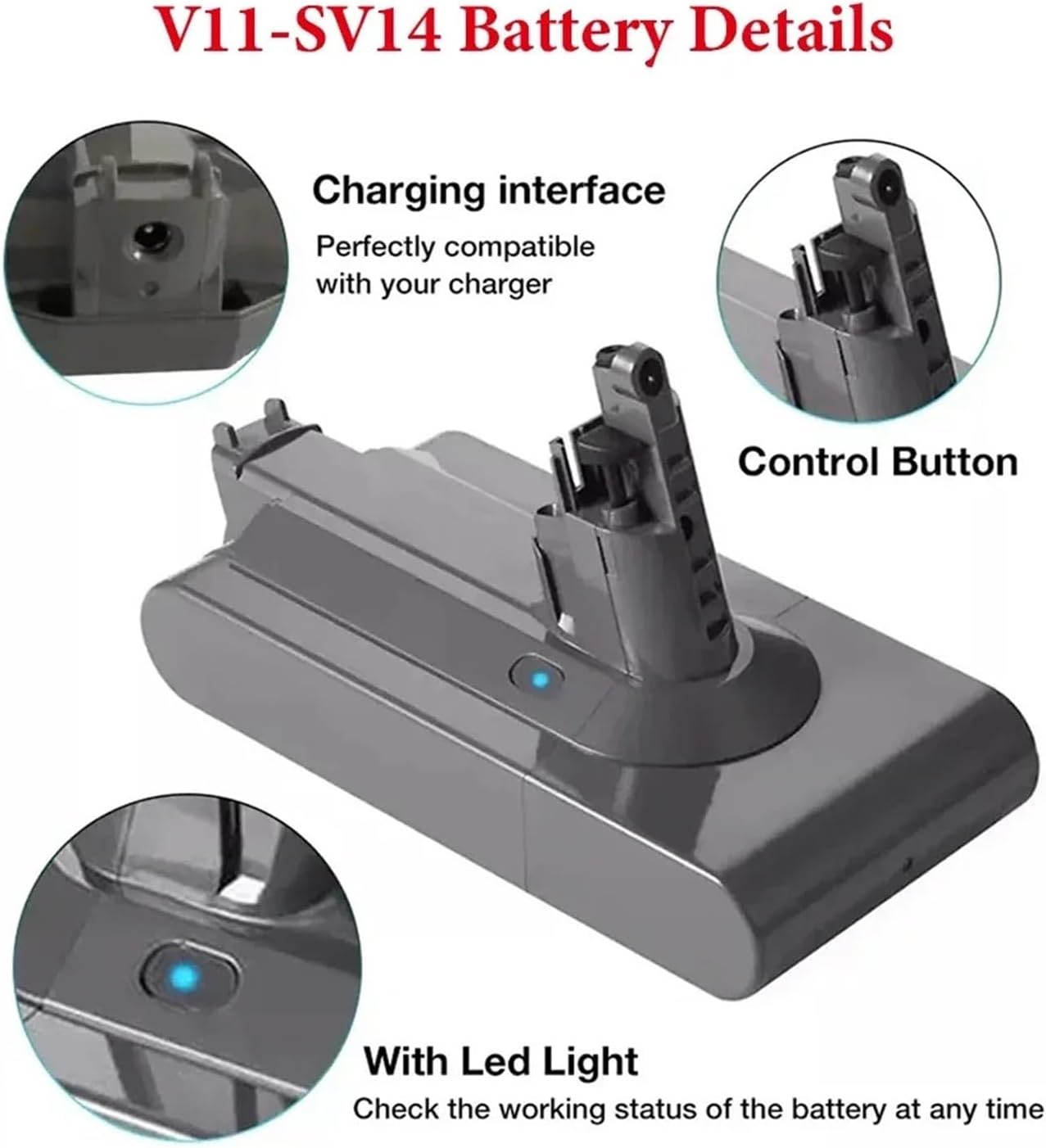 Vacuum Cleaner Battery,Battery ，Compatible for Dyson V12， Detect Slim Cordless V11 Absolute Extra V11 Absolute V11 Animal V11-SV14,V11-SV15 Battery 25.5V 3000mAh Battery(1pc V12)