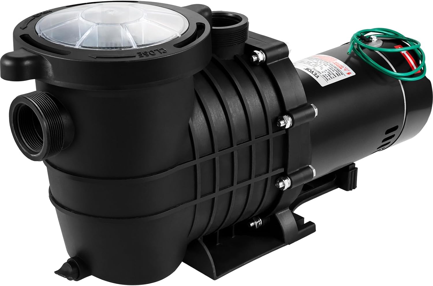VEVOR 1HP Swimming Pool Pump, Dual Voltage 110V/220V, Circulates 5544GPH for Efficient Water Movement Above Pools, Includes Strainer Basket & Two 1-1/2'' NPT Connectors