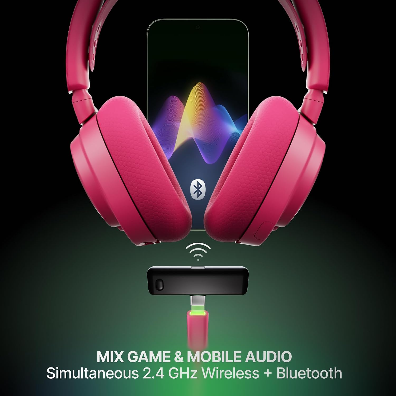 SteelSeries Arctis Nova 7X Wireless Gen 2 Gaming Headset - Real-Time App Control, 50+ HR Play, Neodymium Drivers, Mix 2.4GHz/Bluetooth, Xbox, PC, PS5/PS4, Switch 1/2, Mobile - Magenta