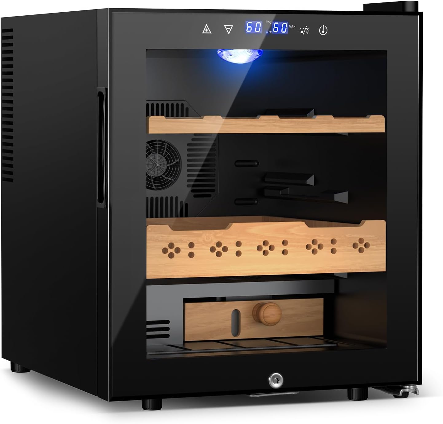 50L Electric Humidor, 300 Counts Large Capacity,Thermostatic Humidor Cabinet with Digital LED Screen, Safety Lock,Smart Humidity & Temp Control, Gifts for Men