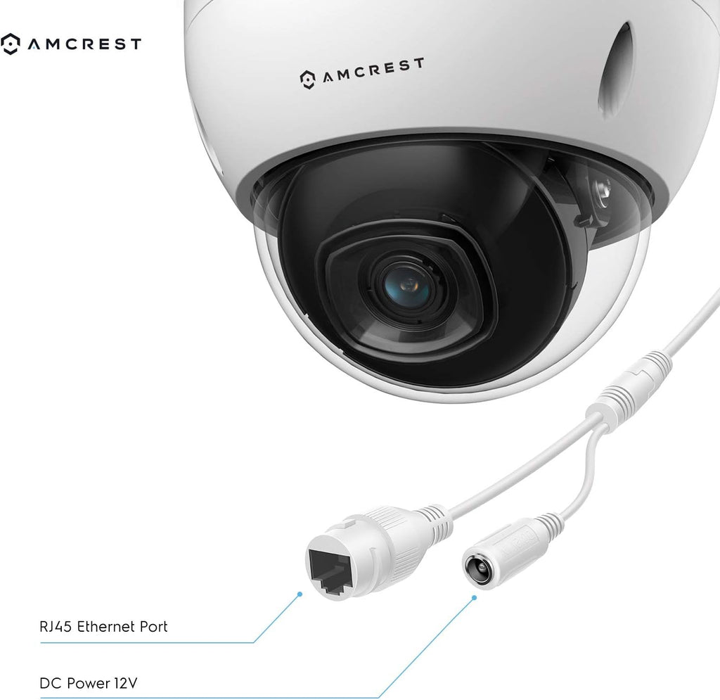 Amcrest 5MP Security Camera System, 4K 8CH PoE NVR, (4) x 5-Megapixel 2.8mm Wide Lens Weatherproof Metal Vandal Dome PoE IP Cameras, Pre-Installed 2TB Hard Drive, NV4108E-IP5M-D1188EW4-2TB (White)