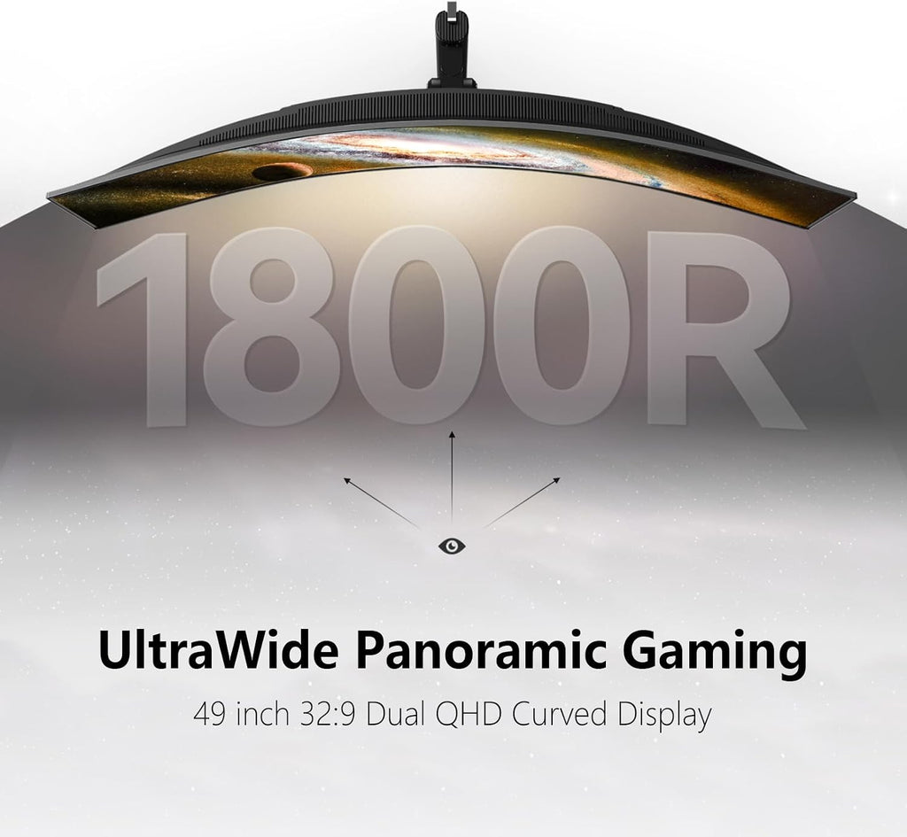INNOCN 49' OLED Ultrawide Curved Monitor 5K2K 5120 x 1440p 144Hz, 0.03ms, Computer Monitor for AI PC, USB Type C 90W, HDMI 2.1, DisplayPort, USB Hub, Speakers, Adaptive-Sync, Adjustable Stand, Black