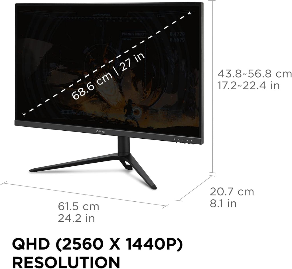 ViewSonic VX2728J-2K 27 Inch 1440p IPS Gaming Monitor with 180Hz, 0.5ms, FreeSync Premium, NVIDIA G-Sync Compatible, Advanced Ergonomics, HDMI, and DisplayPort Inputs (Renewed)