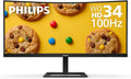 Philips 346E2CUAE 34'' Curved Frameless UltraWide QHD 3440x1440,100Hz 1ms MPRT, sRGB 121%, USB-C Charging, MultiView PIP/PBP, Height Adjustable, 4Yr Advance Replacement