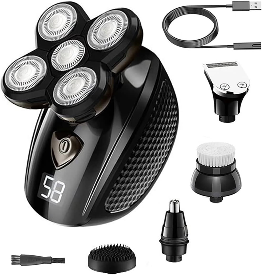 Electric Razor for Men, 5-blade LCD Display Wet Dry Beard Facial Body Electric Shaver Men Hair Electric Razor Bald Shaving Machine Waterproof Kit
