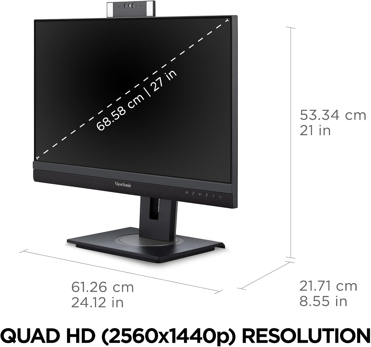 ViewSonic VG2757V-2K 27 Inch 1440p Video Conferencing Docking Monitor with Windows Hello Compatible IR Webcam, Advanced Ergonomics, and 90W USB C for Home and Office
