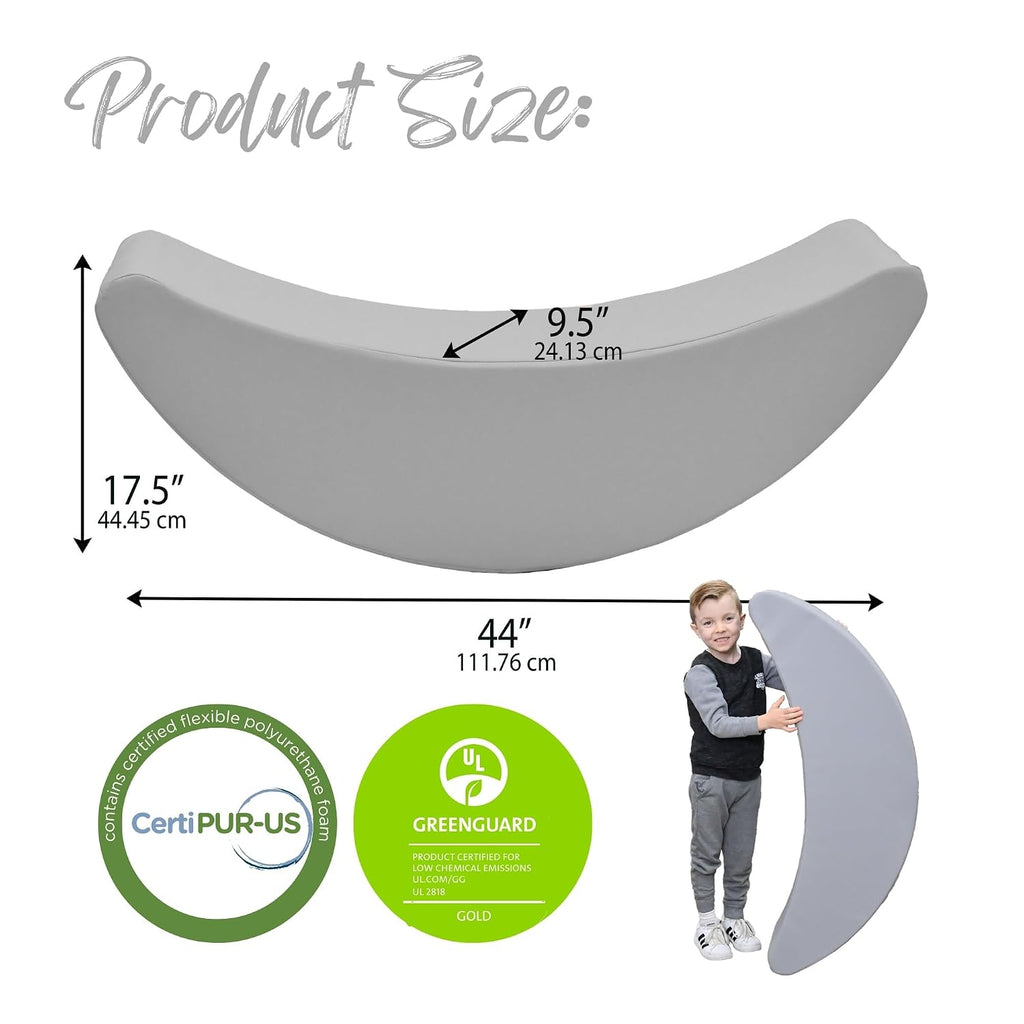 Children's Factory Happy Rocker, Flexible Classroom Seating, Active Seating for Young Learners, Banana Chairs for Kids, Gray