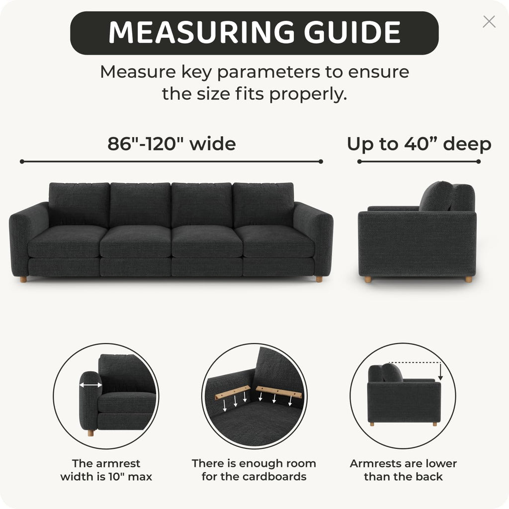 PAULATO BY GA.I.CO. Sofa Slipcover - Stretch Couch Cover - Stylish Cushion Sofa Cover - Soft Fabric Slip Cover - 1-Piece Form Fit Washable Protector for Pet - Microfibra Collection - Ash