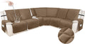 HDCAXKJ 100% Waterproof Recliner Sectional Couch Covers X-Large L Shaped Corner Reclining Sofa Cover Thick Non Slip Sectional Slipcover with Pockets (XL 5 Seat and 1 Middle Console, Light Brown)