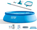 Intex 26165EH 15-Foot x 42-Inch Easy Setup Portable Inflatable Outdoor Above Ground Round Swimming Pool Set with Ladder, Filter Pump, Cover and Cleaning Maintenance Kit with Vacuum Skimmer & Pole