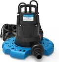 Acquaer 1/4 HP Automatic Swimming Pool Cover Pump, 2250 GPH Submersible Sump Pump with 3/4' Check Valve Adapter & 25ft Power Cord, Water Removal for Pool, Hot Tubs, Rooftops, Water Beds and more