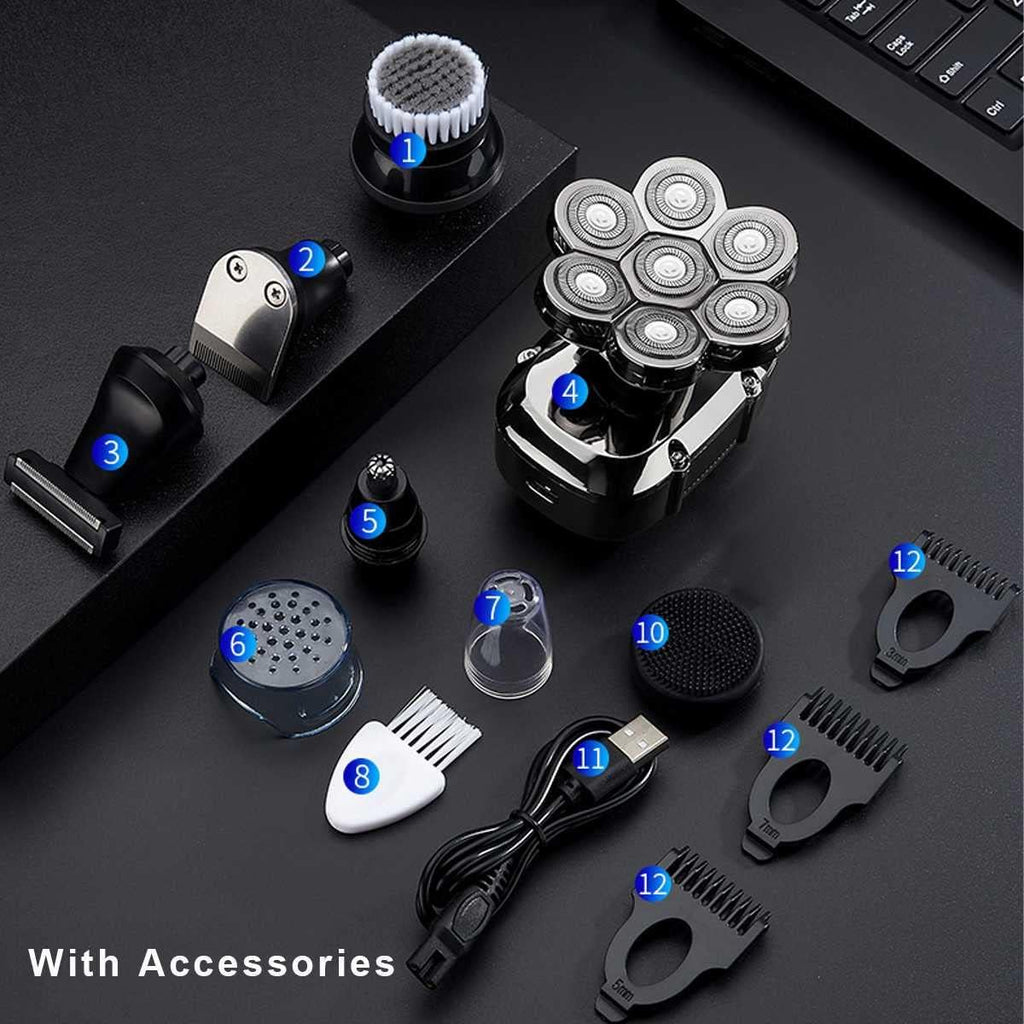 Electric Razor for Men, 7 cutter head Multi grooming kit digital display electric shaver hair trimmer beard electric razor wet dry men facial&body shaving machine