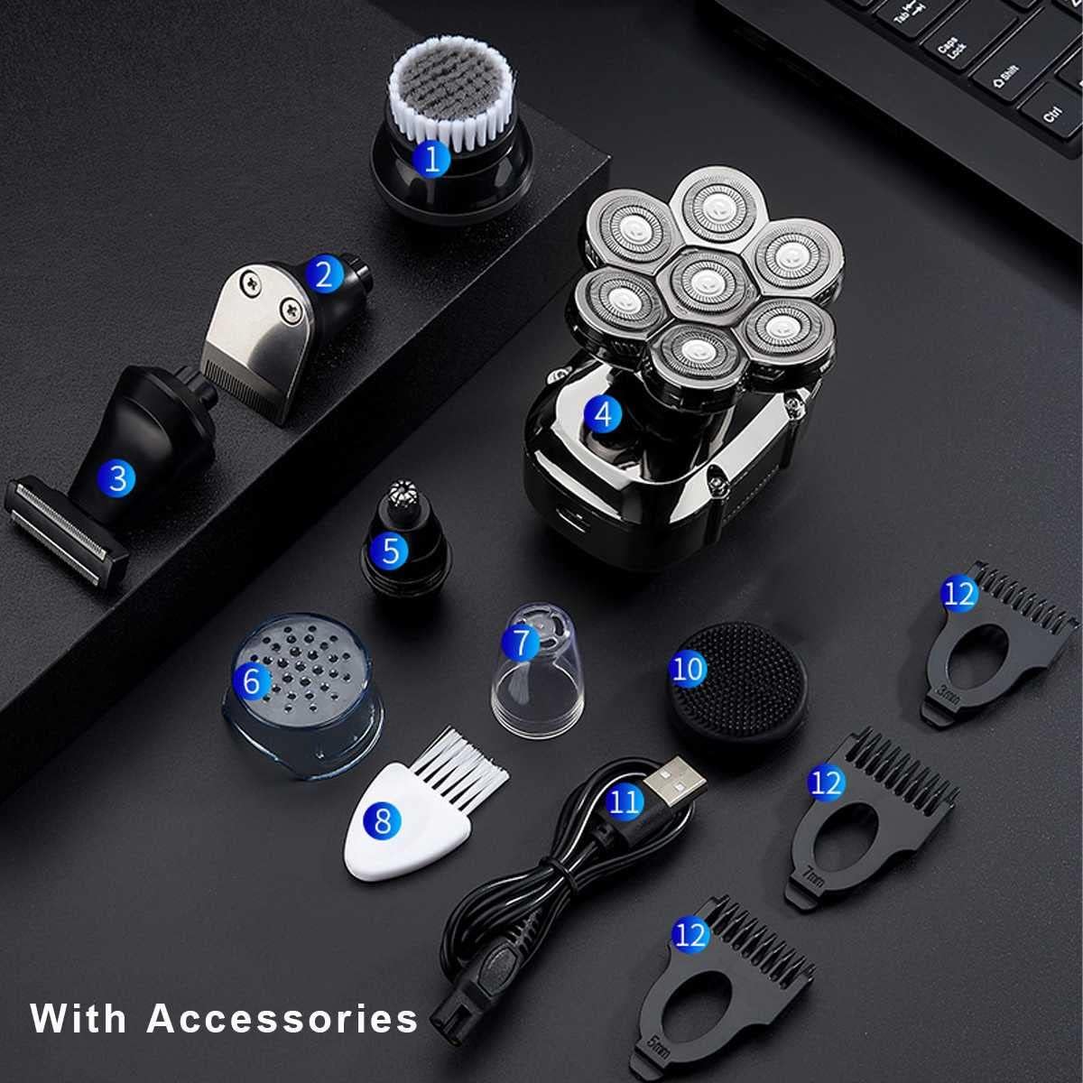 Electric Razor for Men, 7 cutter head Multi grooming kit digital display electric shaver hair trimmer beard electric razor wet dry men facial&body shaving machine