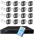 GW Security 32 Channel NVR UltraHD 12MP 4K @30FPS Face/Human/Vehicle Detection PoE Security Camera System with 16 x 6K 12MP Microphone Smart AI Waterproof Bullet Camera, Starlight Color Night Vision