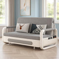 62' Versatile Pull-Out Sofa Bed – Modern Versatile Futon Sleeper Couch, Daybed with Trundle, Perfect for Living Room & RV, Gray/White