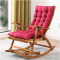 Folding Chair Indoor Padded, Rocking Chair with Ottoman, Wooden Frame Adjustable Reclining Chair with Footrest Headrest Removable Cushion Portable Deck Recliner for Living Room