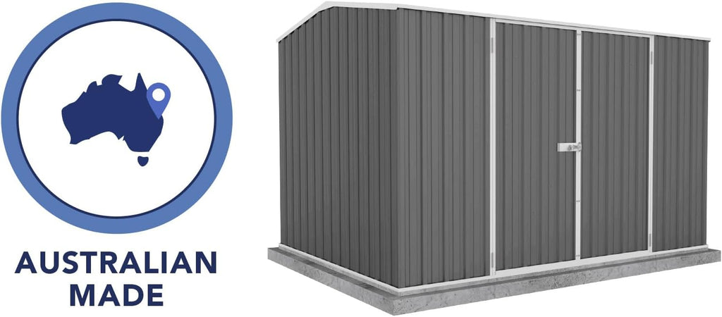 Absco Premier Storage Sheds, 10'x7' Metal Garage, DIY Backyard Shed, Utility Tool Storage, Weather & Wind Resistant Aluminum Panels & Steel Frame, Maintenance-Free, 12 Year Warranty, Woodland Gray