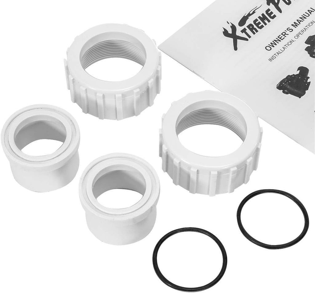 XtremepowerUS 1.5HP Variable 2-Speed Above Ground Swimming Pool Pump High Flow Swimming Pump Strainer with 1.5' Inch Slip On Fitting Adapter For Aboveground Pool